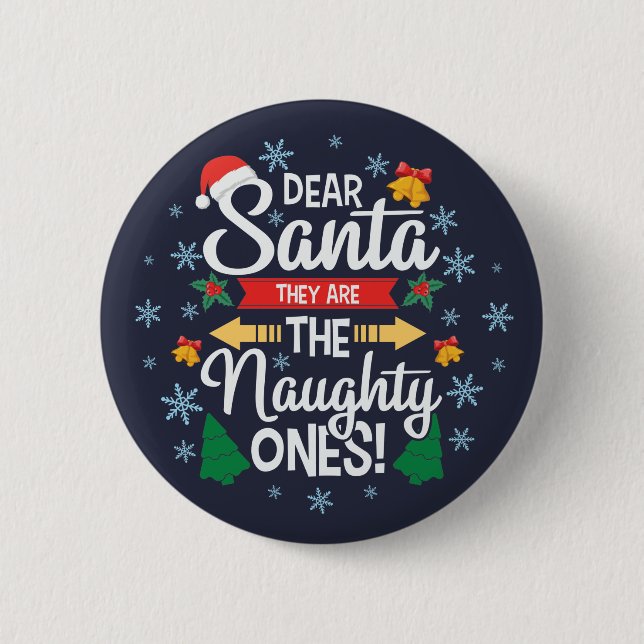 Spaß lieber Weihnachten sind sie die unartigen Wei Button (Vorderseite)