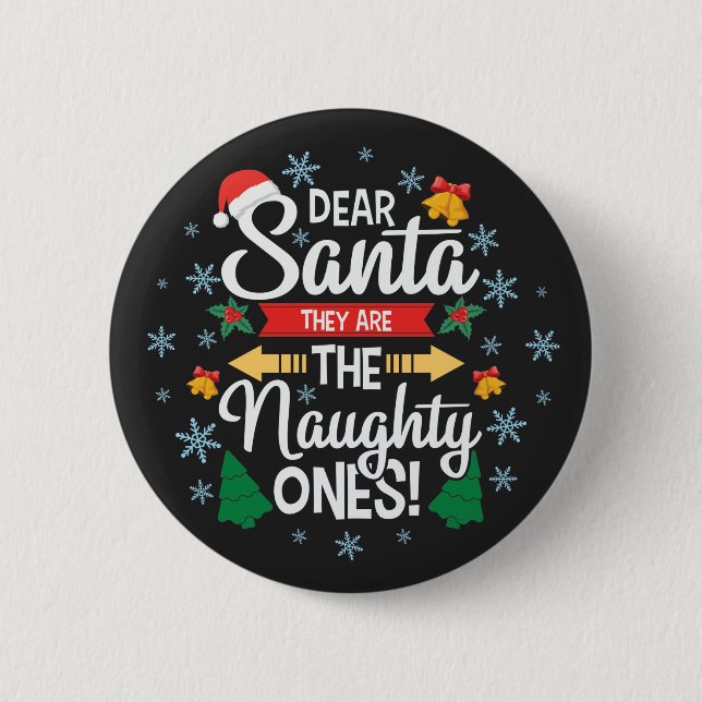 Spaß lieber Weihnachten sind sie die unartigen Wei Button (Vorderseite)