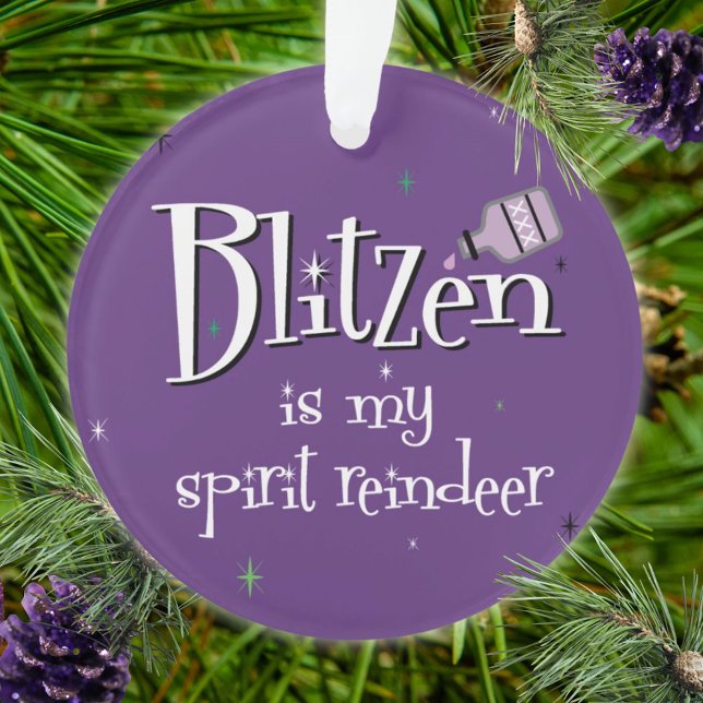 Spaß Lila Blitzen Spirit Reindeer Xmas Ornament (Von Creator hochgeladen)