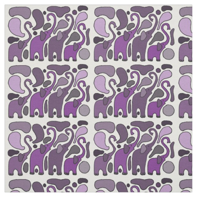 Spaß-lila Elefant-abstraktes Kunst-Gewebe Stoff (Muster)