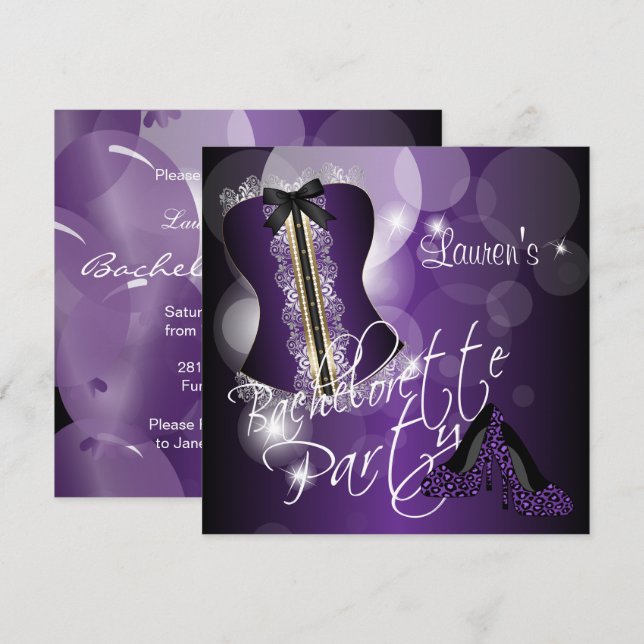 Spaß Lila Junggeselinnen-Abschied Einladung (Vorne/Hinten)