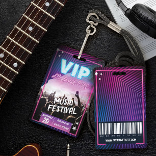 Spaß Lila Rosa Neon VIP All Access Pass Konzert Ausweis