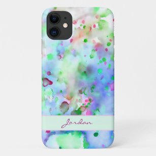 Spaß Lila und grüne Aquarellfarben Spritzer Case-Mate iPhone Hülle