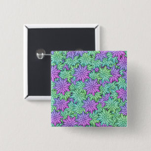 Spaß Lila und grüne Blume Button