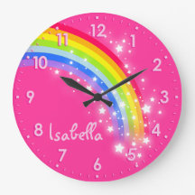 Spaß Mädchen Kinder Regenbogenname Rosa Uhr