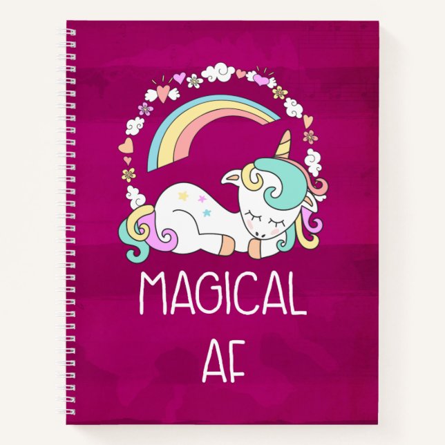 Spaß - Magischer AF. Einhorn, Regenbogen und Niedl Notizbuch (Vorderseite)