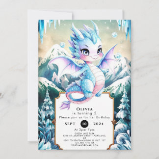 Spaß Majestic Ice Dragon Geburtstag Einladung