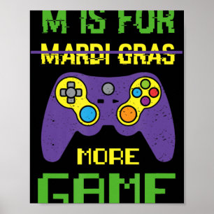 Spaß Mardi Gras Video Game Controller feiern Spiel Poster