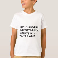 Spaß-Meditation und Lance-Shirt für Yoga und Pizza
