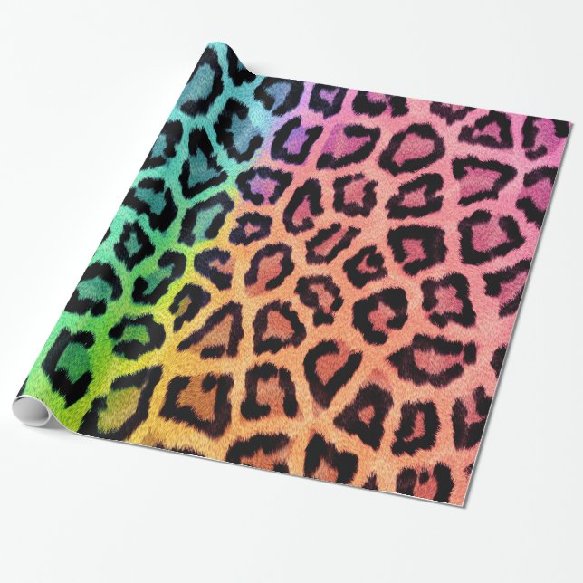 Spaß Mehrfarbiger Leoparddruck Geschenkpapier (Ungerollt)