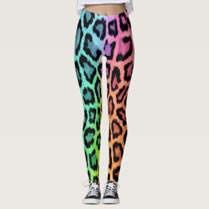 Spaß Mehrfarbiger Leoparddruck Leggings