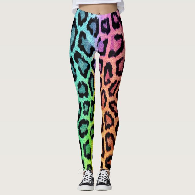 Spaß Mehrfarbiger Leoparddruck Leggings (Vorderseite)