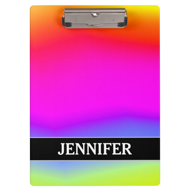 Spaß-mehrfarbiges Regenbogen Ähnliches Muster; Klemmbrett (Vorderseite)