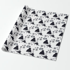 Spaß, minimalistisch, Skisportdesigns auf weißem H Geschenkpapier