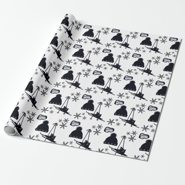 Spaß, minimalistisch, Skisportdesigns auf weißem H Geschenkpapier (Ungerollt)