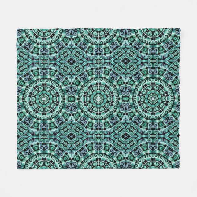 Spaß mit Aquamarin und schwarz Fleecedecke (Vorderseite (Horizontal))