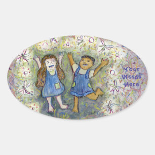 Spaß mit Fairies Art Custom Oval Stickers