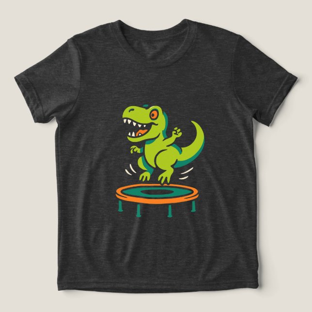 Spaß mit hüpfendem Dino Tri-Blend Shirt (Design Vorderseite)