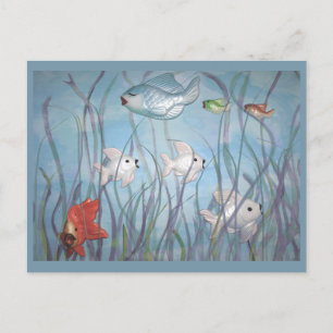 Spaß mit Kreidefischen Postkarte
