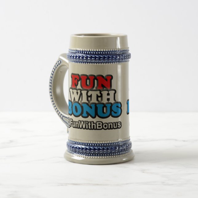 Spaß mit Prämie Stein Bierglas (Vorderseite Links)