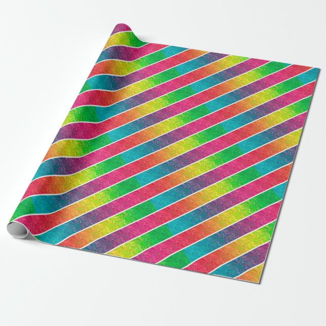 [Spaß mit Streifen] Muster #1 Geometrischer Regenb Geschenkpapier (Ungerollt)