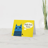 Spaß-moderne Art-blaue und gelbe Cartoon-Katze