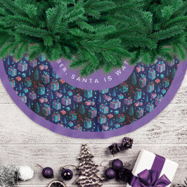 Spaß Moderne Lila Weihnachtsnachtsfeier Grüße Polyester Weihnachtsbaumdecke