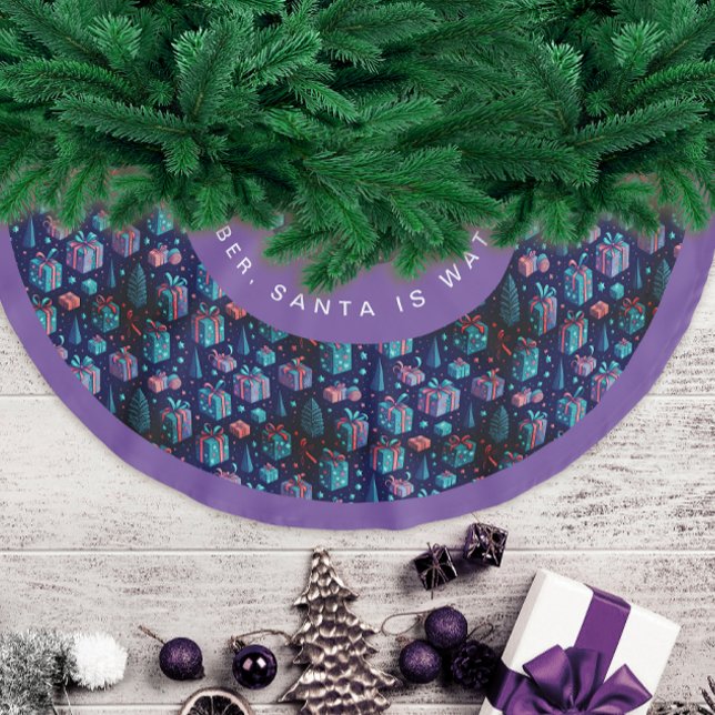 Spaß Moderne Lila Weihnachtsnachtsfeier Grüße Polyester Weihnachtsbaumdecke (Von Creator hochgeladen)