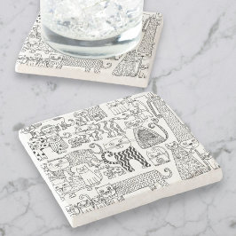 Spaß Moderne schwarze und weiße Katzen und Kätzche Steinuntersetzer