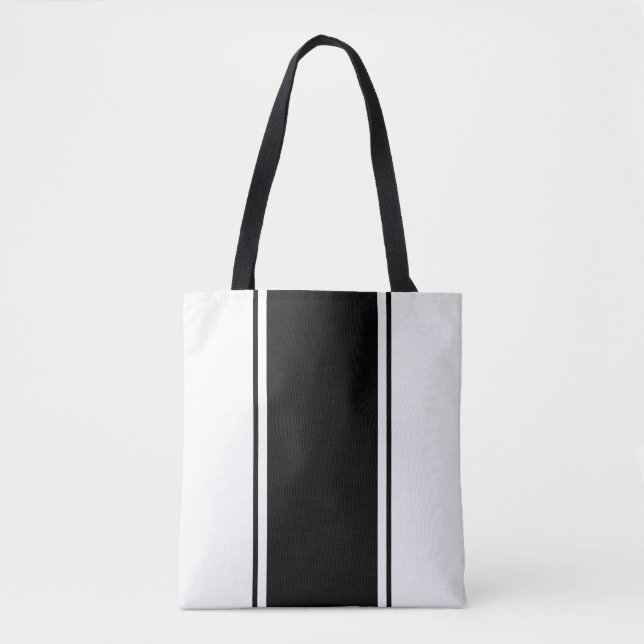 Spaß Moderne vertikale schwarze Streifen auf weiß Tasche (Vorderseite)