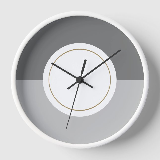 Spaß Moderner Beruflicher grauer Streifen auf Weiß Uhr (Vorderseite)