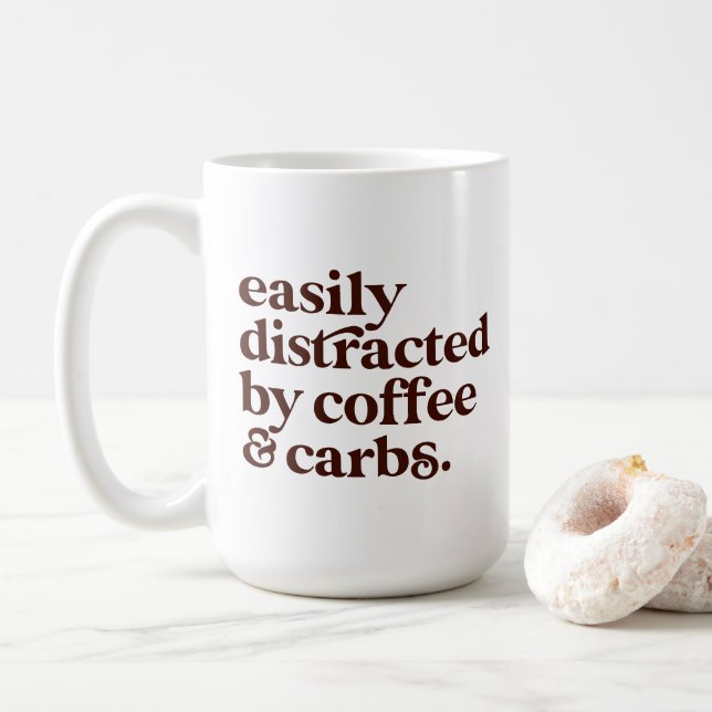 Spaß Moderner Kaffee Lover Carbs Lover Brown Lette Kaffeetasse (Mit Donut)