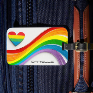 Spaß Moderner LGBT-Pride-Regenbogen-Personalisiert Gepäckanhänger