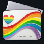 Spaß Moderner LGBT-Pride-Regenbogen-Personalisiert Laptopschutzhülle<br><div class="desc">Dieses moderne Design zeichnet sich durch ein farbenprächtiges Regenbogenherz und eine Welle von Regenbogenpapieren aus. Ihr personalisierter Name ist unten. Personalisieren Sie diese, indem Sie den Text in dem dafür vorgesehenen Textfeld bearbeiten. #lgbt #pride #lesbian #gay #personalisiert #personalizegifts #lgbtgifts #heart #Liebe #loveislove #quality #transgender #electronics #gift #giftes #laptopsleeves #officesupps #schoolsupplies...</div>