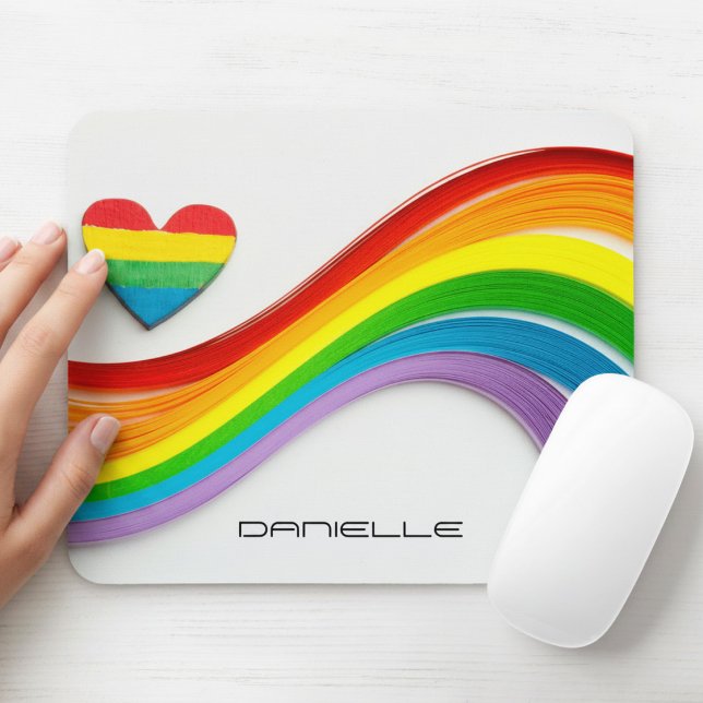 Spaß Moderner LGBT-Pride-Regenbogen-Personalisiert Mousepad (Von Creator hochgeladen)