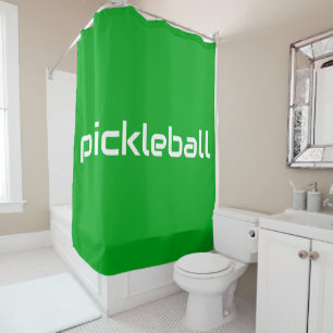 Spaß Moderner weißer PICKLEBALL-Text auf hellgrün Duschvorhang