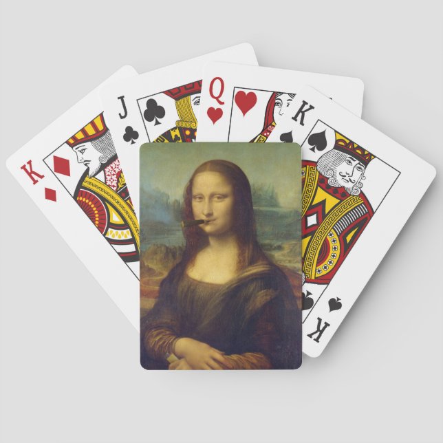 Spaß Mona Lisa Art Rauchen Zigarrenrauchen Spielkarten (Rückseite)