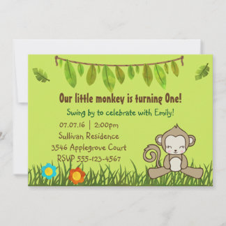Spaß Monkey Safari Design Geburtstag Einladung