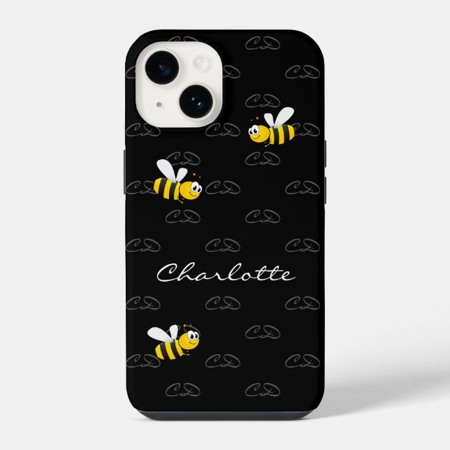 Spaß-Monogramm-Muster iPhone 14 Hülle (Rückseite)