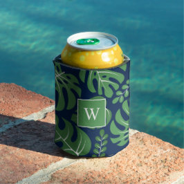 Spaß Monstera Verlasse Mit Monogramm Dosenkühler