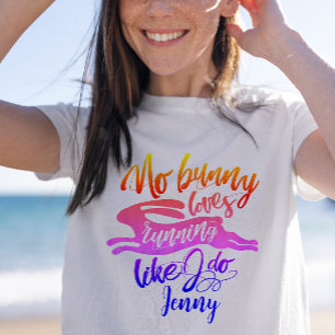 Spaß Motivierend Rosa Lila Run Bunny Script T-Shirt