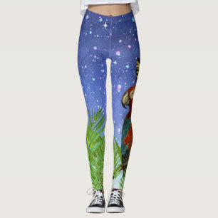 Spaß mystische Nacht, Papagei und Schmetterling Leggings