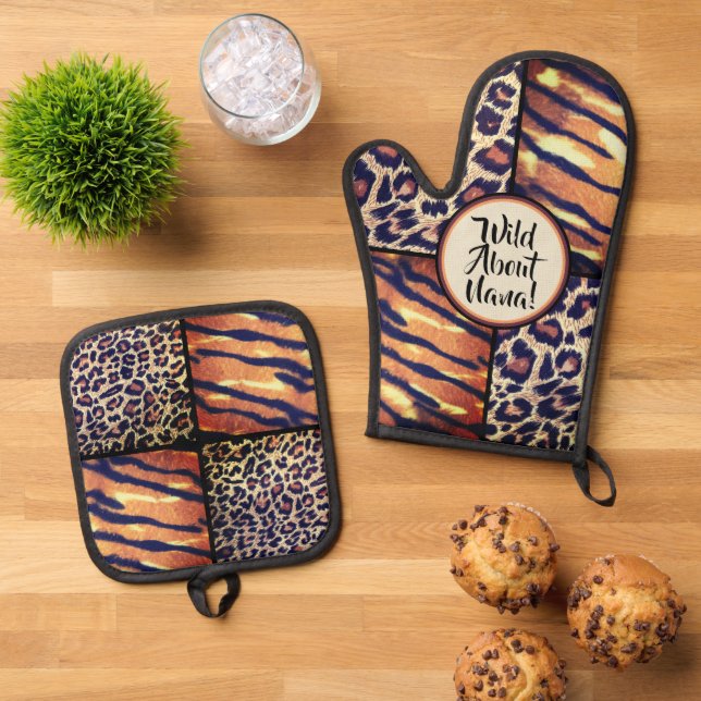Spaß Nana Geschenk! Oven Mitt und Pot Holder Ofenhandschuh & Topflappen-Set (Oben Unten)