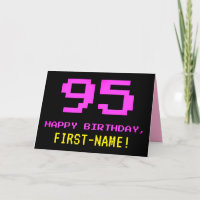 Spaß, Nerdy, Geeky, Pink, 8-Bit Style 95. Geburtst