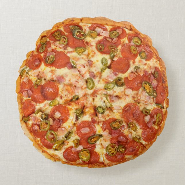 Spaß-Neuheits-coole Käse-Pizza-Grill-Party-Nahrung Rundes Kissen (Vorderseite)