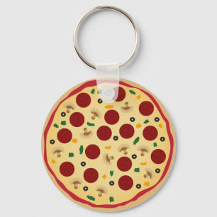Spaß-Neuheits-Pepperonis und Veggie-Pizza Schlüsselanhänger