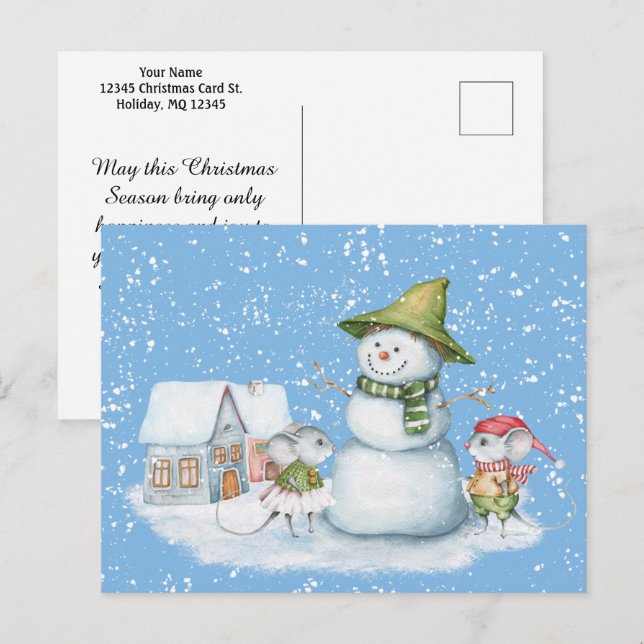 Spaß Niedlich frohe Weihnachten Snowman Urlaub Postkarte (Vorne/Hinten)