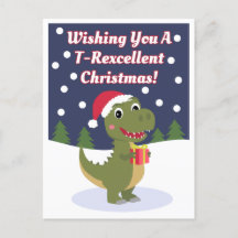 Spaß Niedlich T-rex Weihnachts-Grußkarte