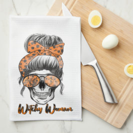 Spaß Niedlich Witchy Women Orange Black Halloween Geschirrtuch