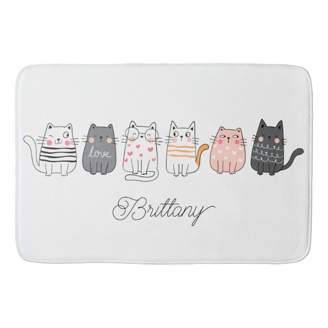Spaß Niedliche Katze Zeichnend Crazy Cat Lady Zuha Badematte (Vorderseite)
